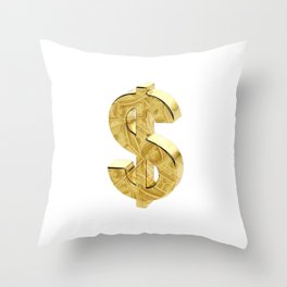 Gold Money Sign Throw Pillow