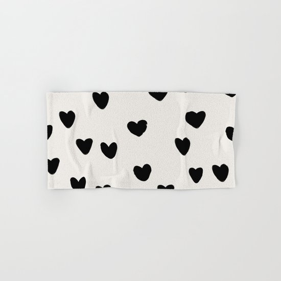 Big Hearts Brush Strokes Pattern Hand & Bath Towel