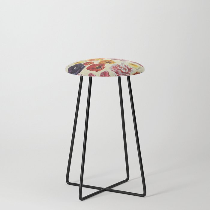 Colorful Tulips Flowers - white Counter Stool