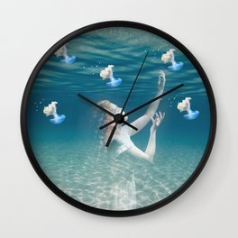 Underwater Ghost and Jelly-fish Wall Clock