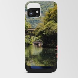 China Photography - Boat Flowing Down The River Between Dense Trees iPhone Card Case