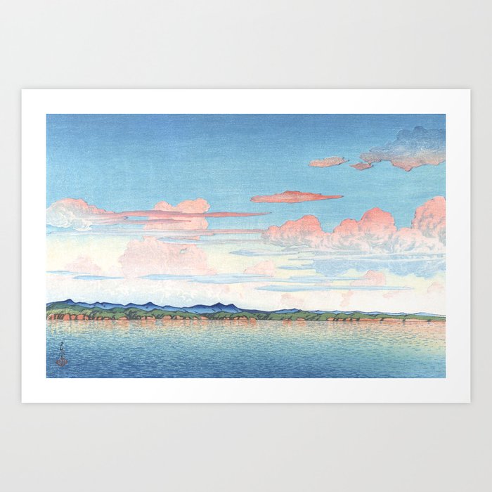 Red Clouds Over Mano Bay, Sado Island By Hasui Kawase - Vintage Japanese Woodblock Print Art Art Print