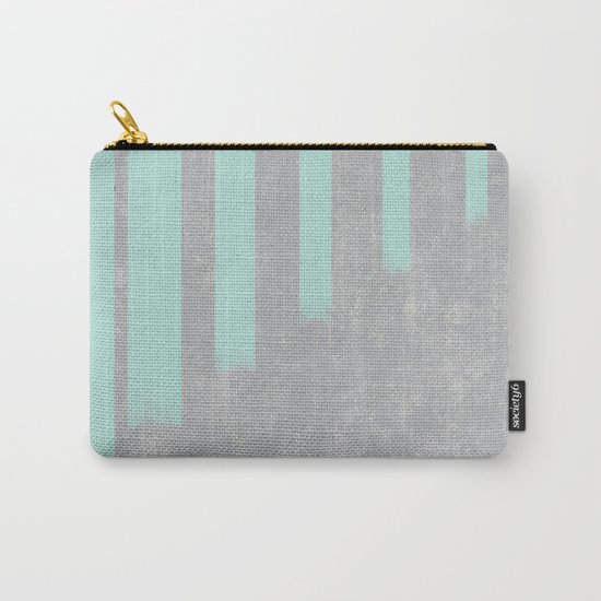 Soft cyan stripes on concrete Carry-All Pouch