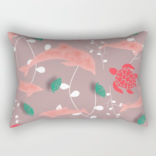 Dolphin old pink Rectangular Pillow
