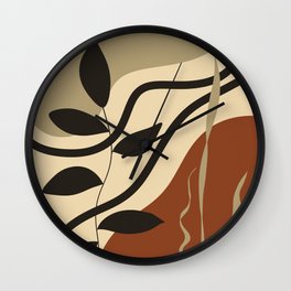 Abstract boho minimalist botanical art Wall Clock