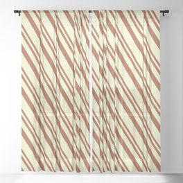 [ Thumbnail: Sienna & Light Yellow Colored Stripes Pattern Sheer Curtain ]