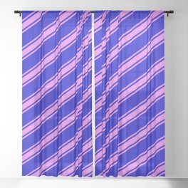 [ Thumbnail: Blue and Violet Colored Stripes/Lines Pattern Sheer Curtain ]