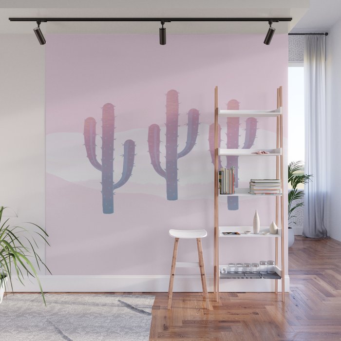 Dreamy Pastel Cacti Design Wall Mural