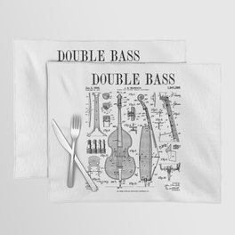 Double Bass Player Bassist Musical Instrument Vintage Patent Placemat