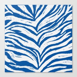 Tiger Stripes - Dark Blue & White - Animal Print - Zebra Print Canvas Print