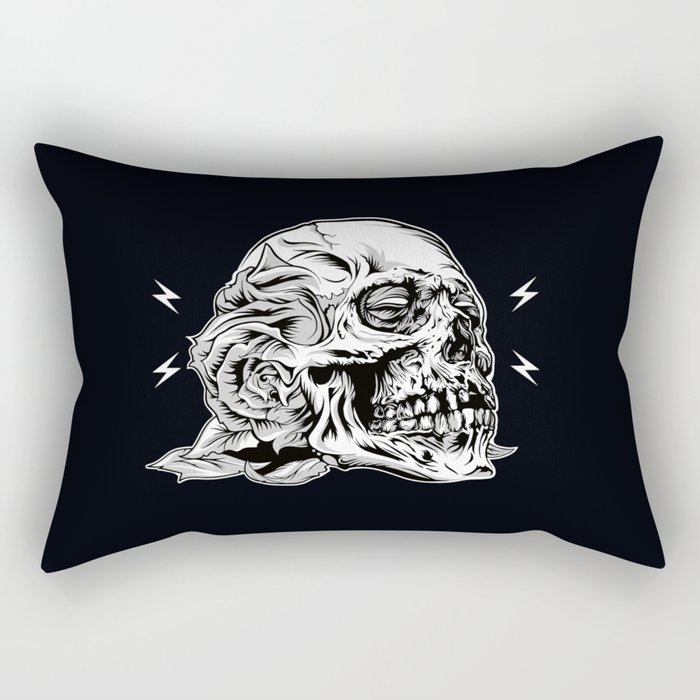 Skullflower Black and White  Rectangular Pillow