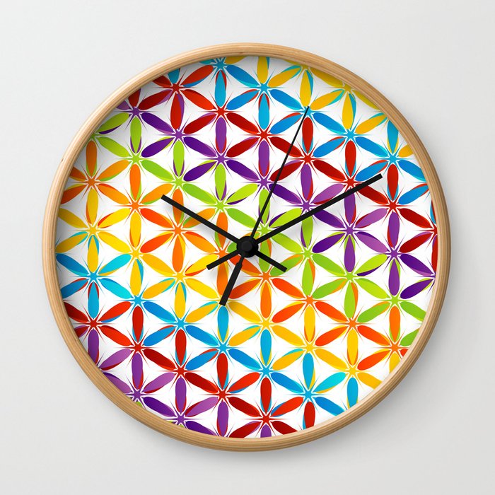 Colorful geometry pattern with stars and sparkles Wall Clock