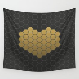 Beehive Hexagonal Geometric Heart Wall Tapestry