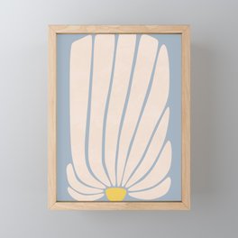 White Gerbera on Baby Blue Framed Mini Art Print