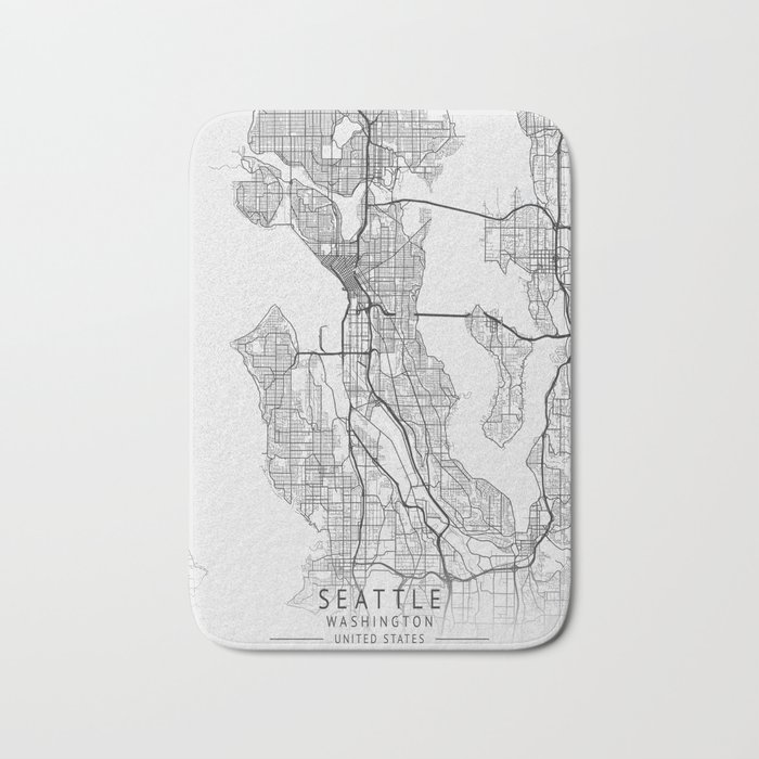 Seattle Washington city map Bath Mat