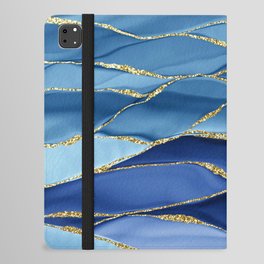 Dark Mystic Blue Marble Mermaid Ocean Waves iPad Folio Case