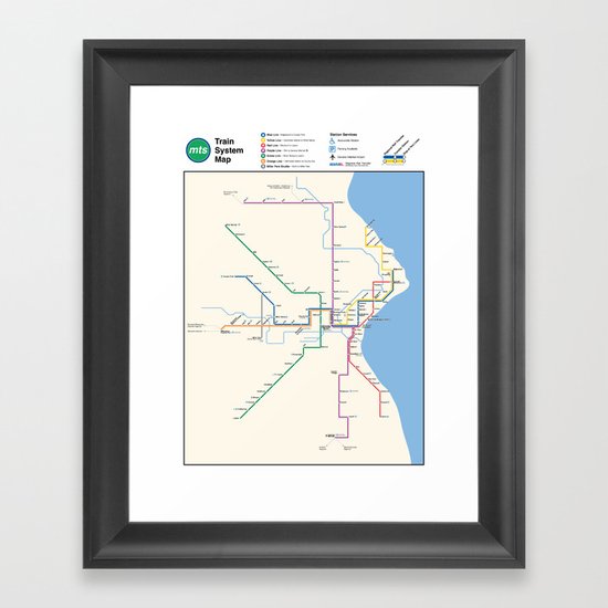 Milwaukee Transit System Map Framed Art Print