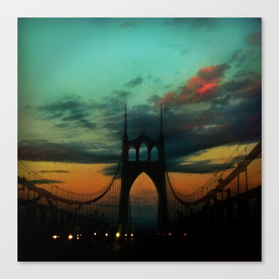Bridge to Portland - St. Johns - On a Warm October Evening Canvas Print