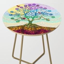 Colorful Tree Of Life Art by Sharon Cummings Side Table