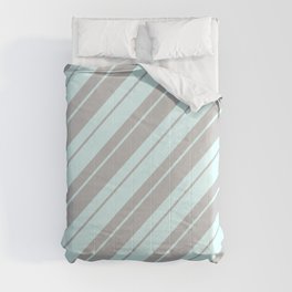 [ Thumbnail: Light Cyan & Grey Colored Pattern of Stripes Comforter ]