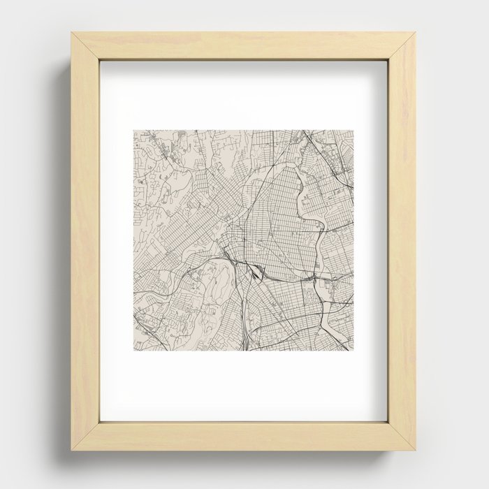 USA, Paterson City Map Recessed Framed Print