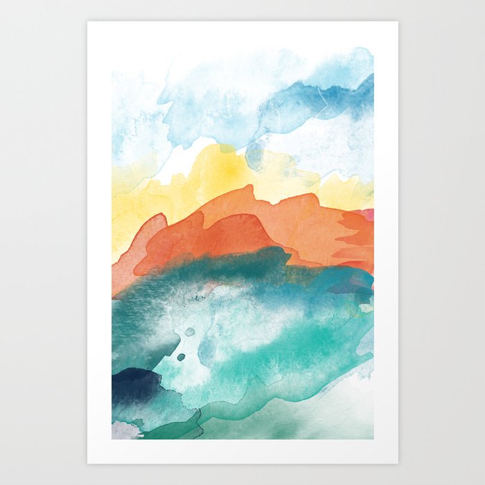 Abstract Ocean Sunset Art Print By Amybrinkman Society6