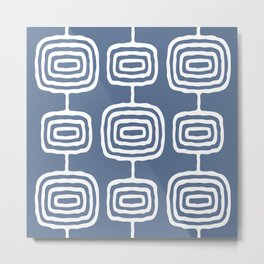 Mid Century Modern Atomic Rings Pattern 771 Monaco Blue Metal Print