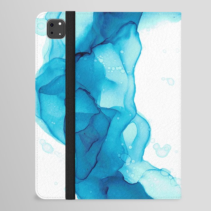 Blue Fluid Art Abstract 4422 Modern Alcohol Ink Painting by Herzart iPad Folio Case