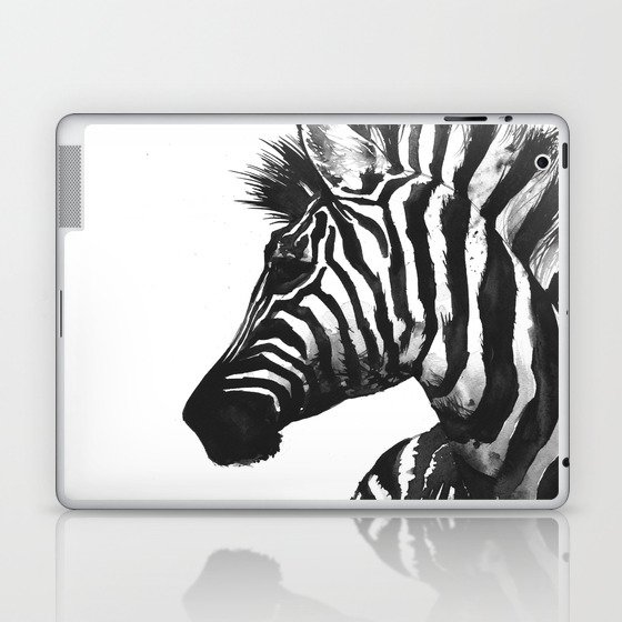 Zebra head - watercolor art Laptop & iPad Skin