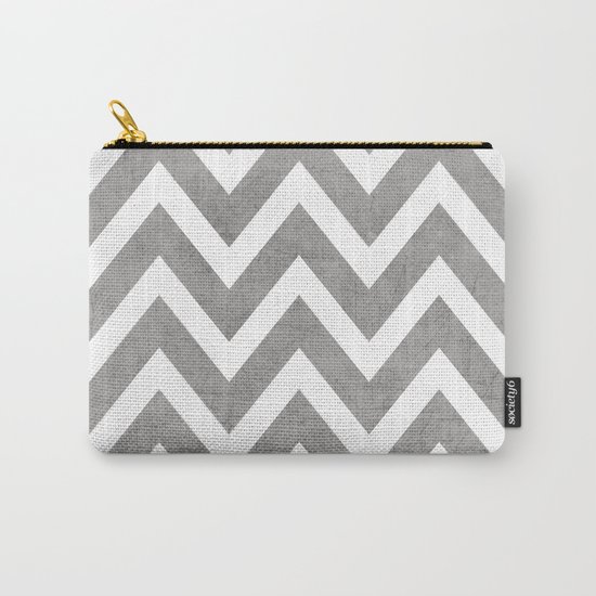 gray chevron Carry-All Pouch