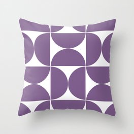 Large violet mid century shapes Throw Pillow