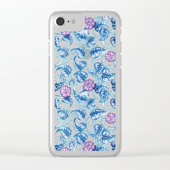 Ipomea Flower_ Morning Glory Floral Pattern Clear iPhone Case