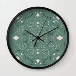 Green mandala vibe Wall Clock