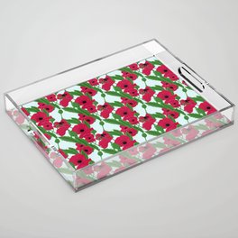 Red Poppies Pattern Acrylic Tray
