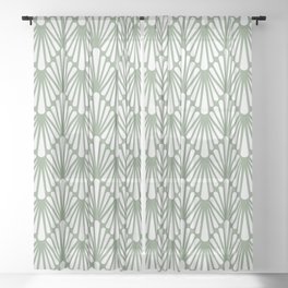 Art Deco Mint Green & White Abstract Pattern Sheer Curtain