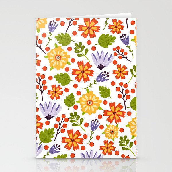 Sunshine yellow lavender orange abstract floral illustration Stationery Cards