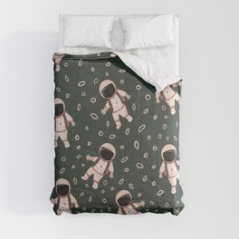 Cute Green Spaceman Astronaut Print Pattern Comforter