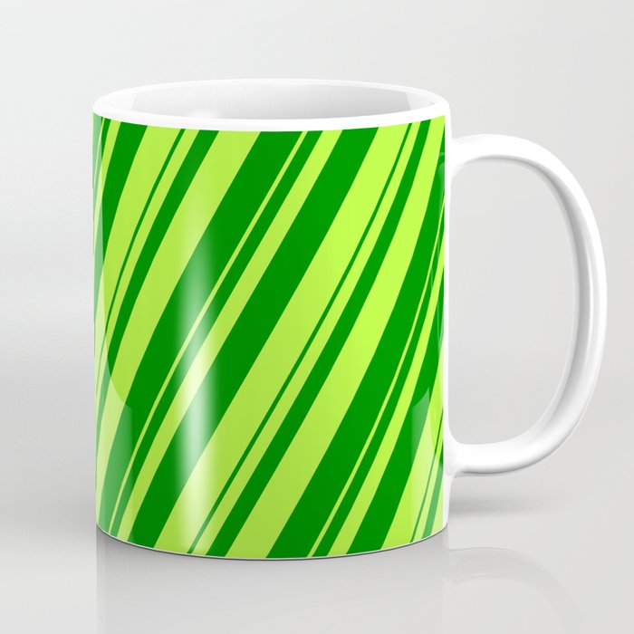 Light Green & Green Colored Striped Pattern Coffee Mug