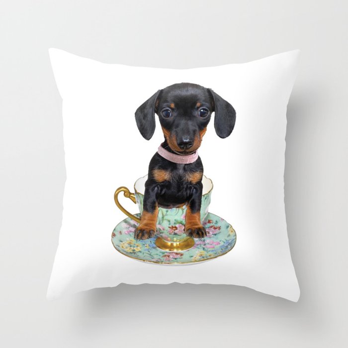 Teacup Dachshund Dog Throw Pillow