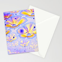 abstract flower pattern, blue flower pattern, fractal pattern Stationery Card