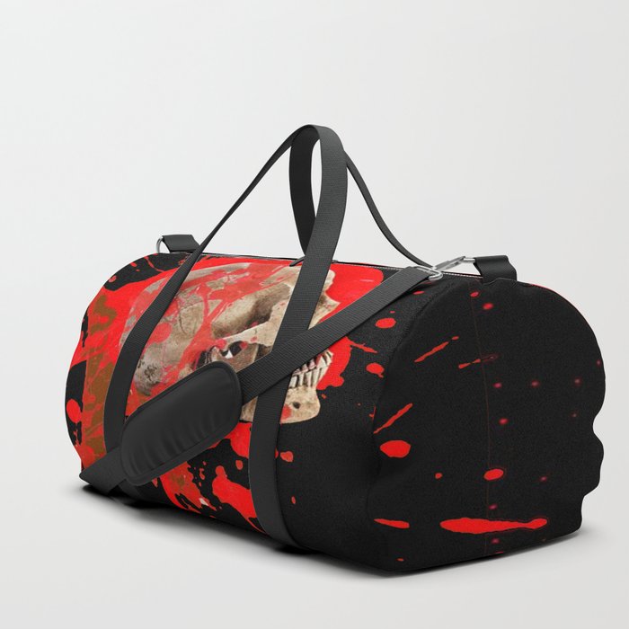 BLACK BLOODY RED EXPLODING BLOOD POPPIES SKULL ART Duffle Bag