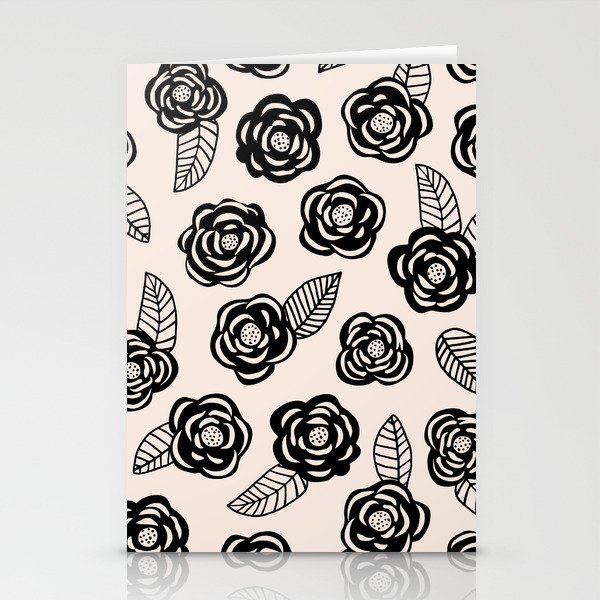 Monochrome Scandinavian Rose Cut-Out Print Stationery Cards