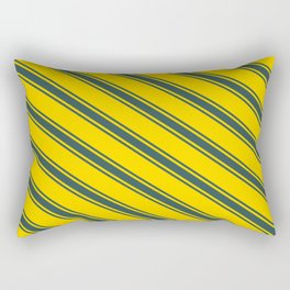 [ Thumbnail: Yellow & Dark Slate Gray Colored Lines Pattern Rectangular Pillow ]