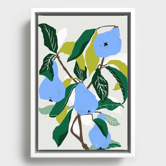 Blue Pears Framed Canvas
