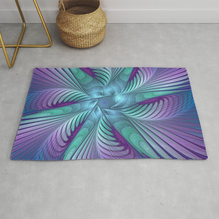 Colorful Grace, Abstract Fractal Art Rug