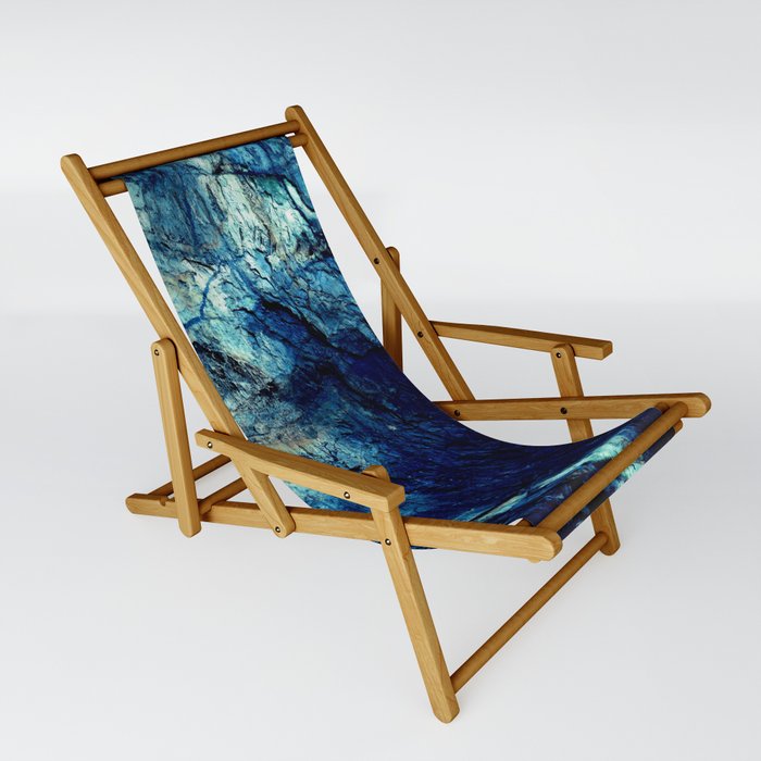 Mineral Texture Dark Teal Ocean Blue Sling Chair