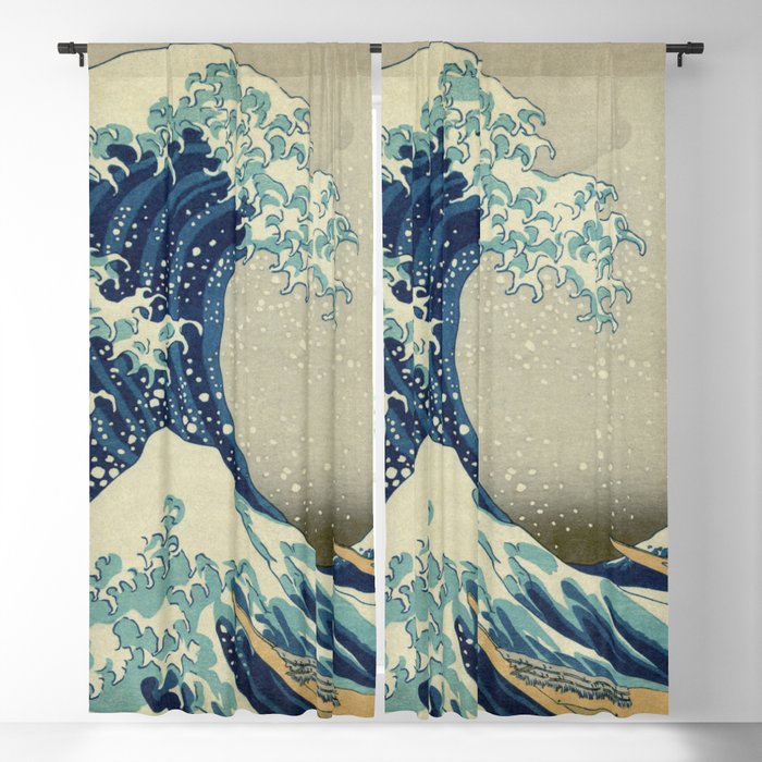 The Classic Japanese Great Wave off Kanagawa Print by Hokusai Blackout Curtain
