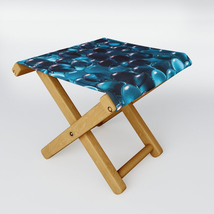 Blue Spherical Pebbles Folding Stool