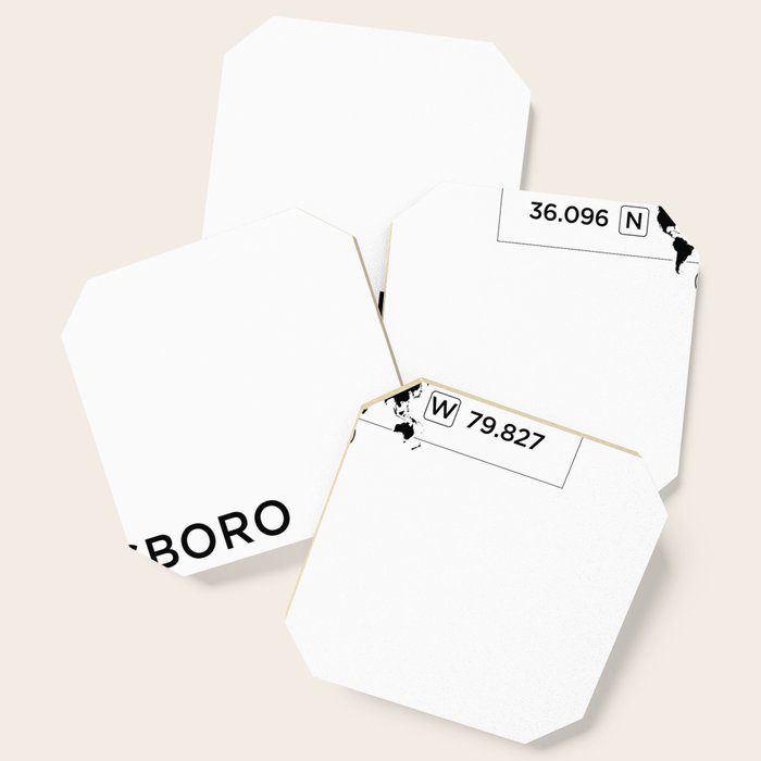 Greensboro United States World Map with GPS Coordinates Coaster by