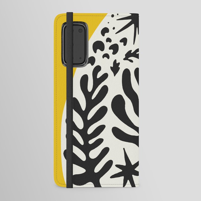 Matisse Inspired Organic Coral Shapes \\ Yellow & Black Android Wallet Case
